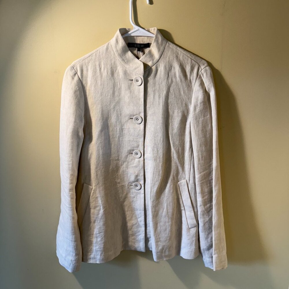 Lafayette 148 Cream Linen Button Front Jacket - image 1